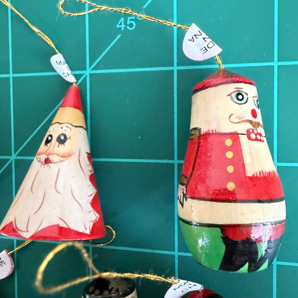Lot of 38 Vintage Hand Painted Wooden Christmas Ornaments Santa Tree Angel Dolls - Picture 8 of 13